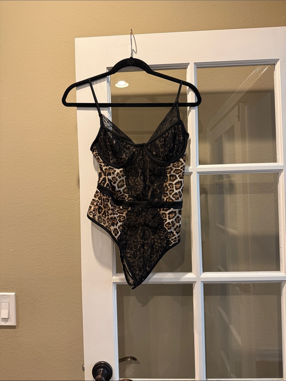 Haute Monde Leopard Print & Black Lace Bodysuit